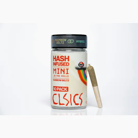 CLSICS Rosin & Rosin Infused Pre Rolls - CLSICS - Rainbow Beltz - Hash Infused Joints - 0.3g each - 10pk - 1