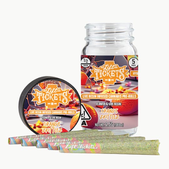 Lift Tickets - Orange Zkittlez - 0.5g Infused Pre Roll Multipack (5) - 1