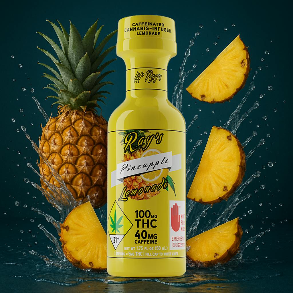 Ray's Lemonade - Lil' Ray's | Caffeinated Pineapple | THC:CAFFEINE 100:40mg | 1.75 fl oz - 1