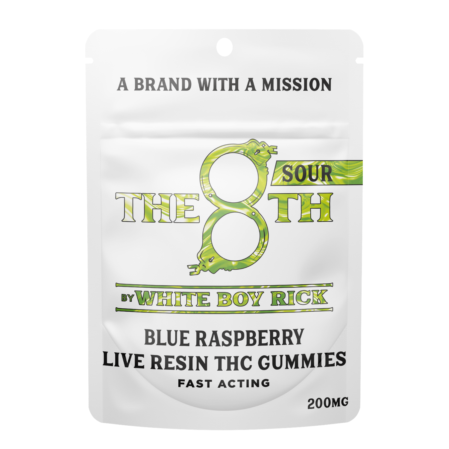 The 8th by White Boy Rick - SOUR BLUE RASPBERRY - FAST-ACTING LIVE RESIN GUMMIES 200MG - 1