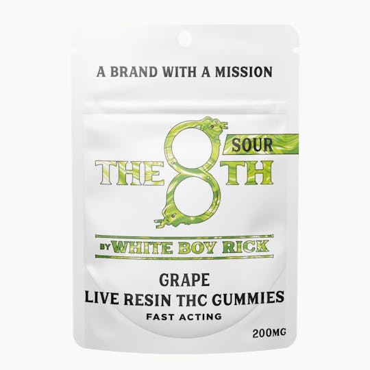 The 8th by White Boy Rick - SOUR GRAPE - FAST-ACTING LIVE RESIN GUMMIES 200MG - 1