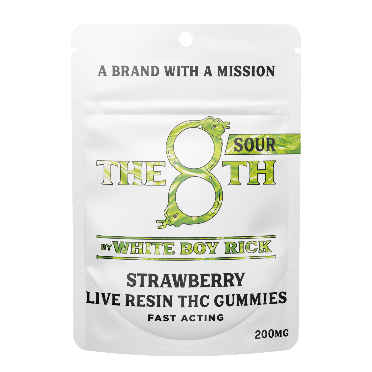 The 8th by White Boy Rick - SOUR STRAWBERRY - FAST-ACTING LIVE RESIN GUMMIES 200MG - 1