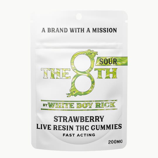 The 8th by White Boy Rick - SOUR STRAWBERRY - FAST-ACTING LIVE RESIN GUMMIES 200MG - 1