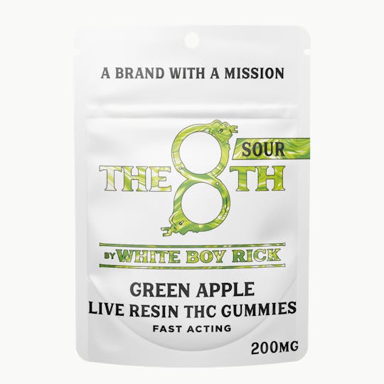 The 8th by White Boy Rick - SOUR GREEN APPLE - FAST-ACTING LIVE RESIN GUMMIES 200MG - 1