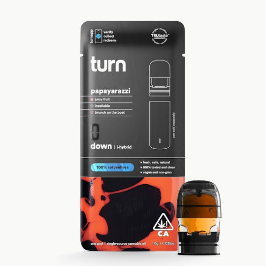 turn - 0.5g pod | papayarazzi | 100% solventless (live rosin) | down | - 1