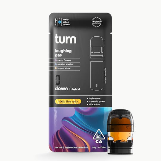 turn - 1.0g pod | laughing gas | 100% live resin | down | - 1