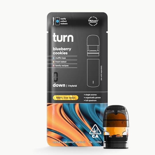 turn - 1.0g pod | blueberry cookies | 100% live resin | down | - 1