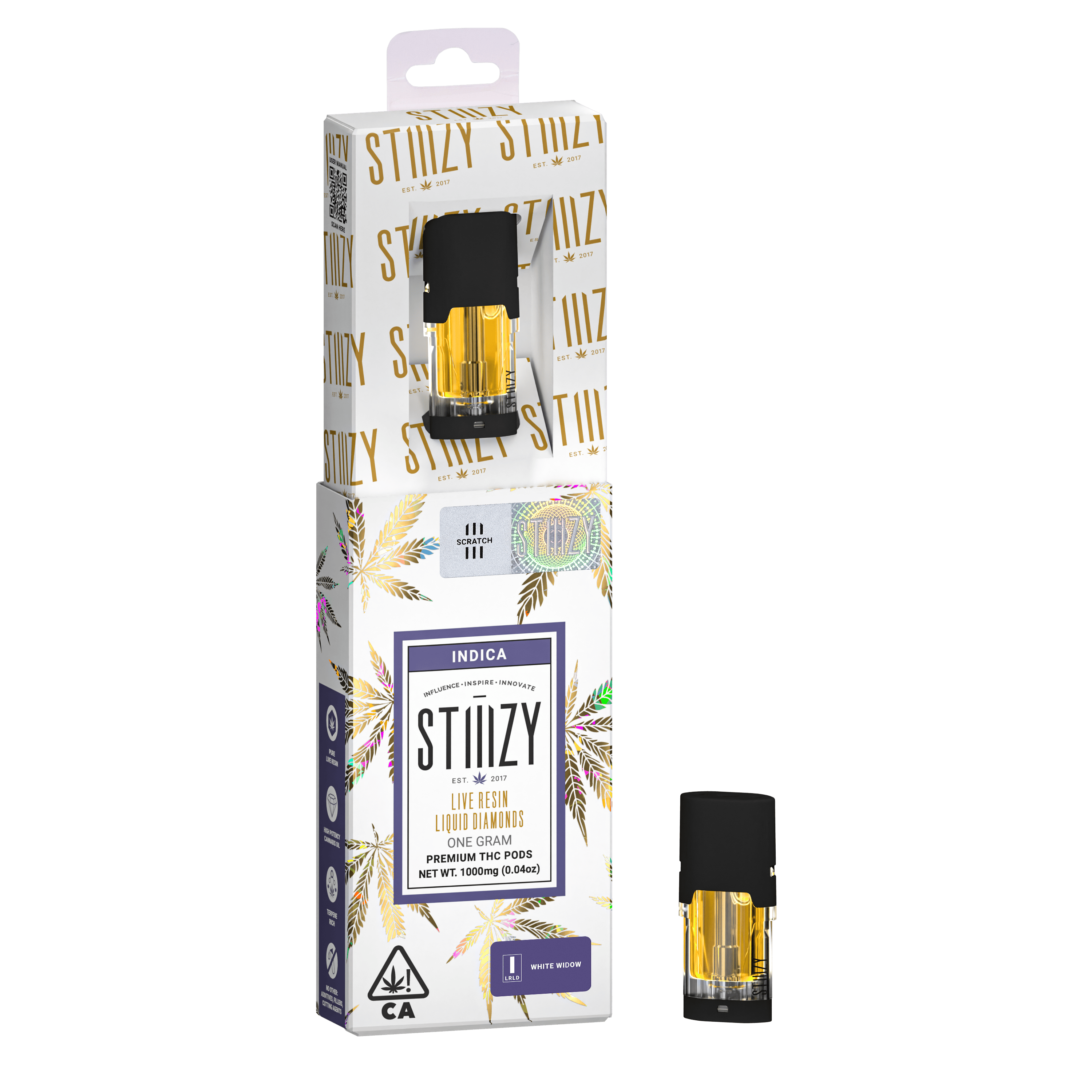 STIIIZY - Vape Cartridge - WHITE WIDOW 1G Live Resin Liquid Diamonds Pod - STIIIZY - 1