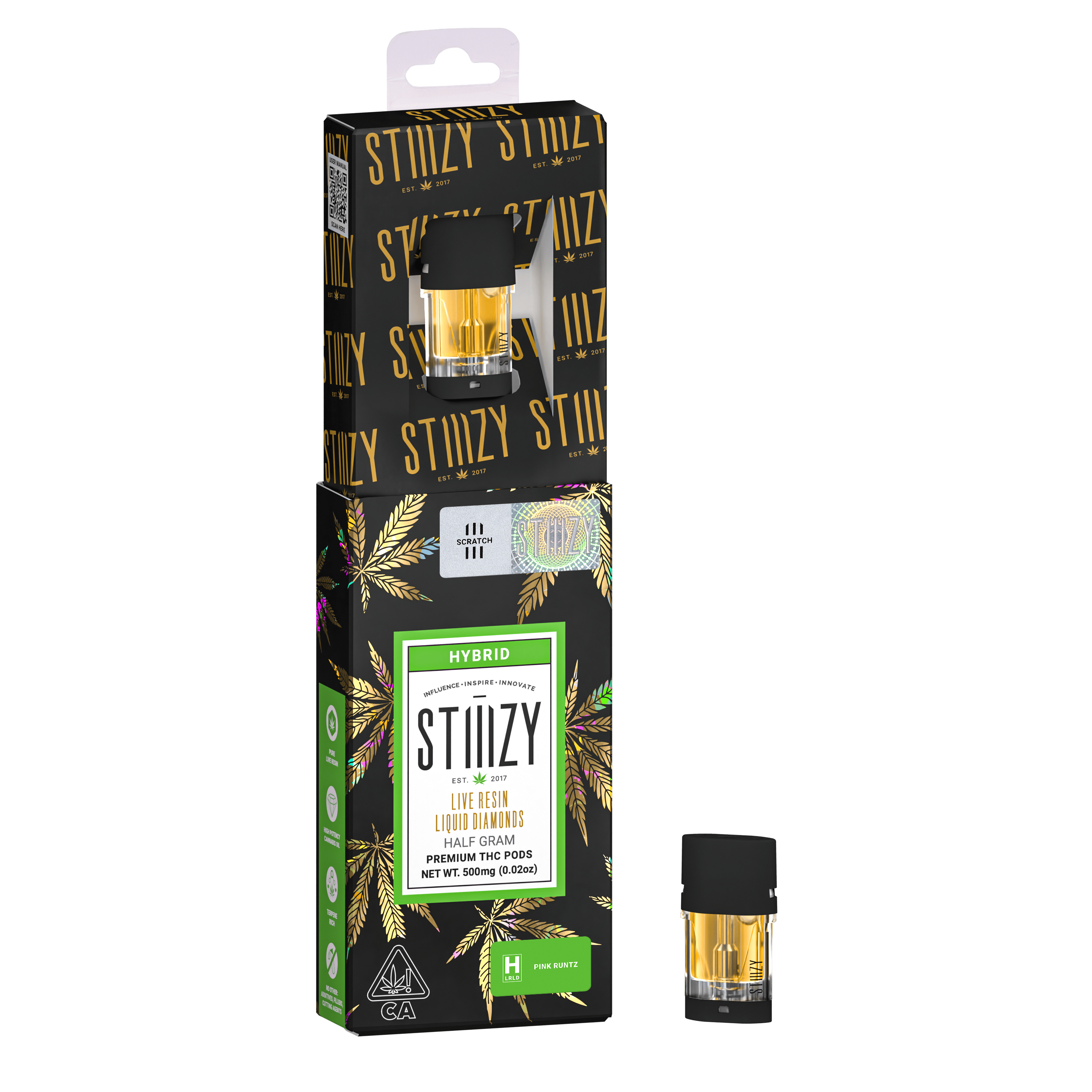 STIIIZY - Vape Cartridge - PINK RUNTZ .5G Live Resin Liquid Diamonds Pod - STIIIZY - 1