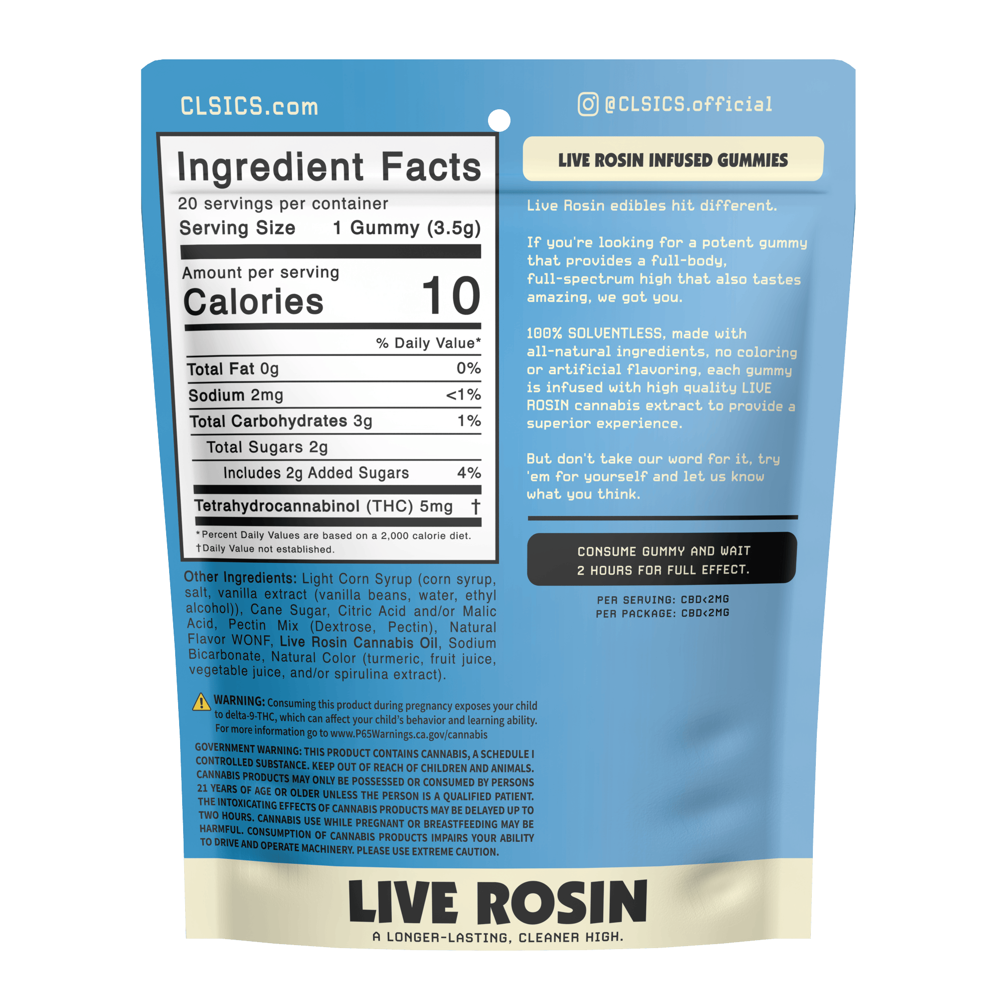 CLSICS Rosin & Rosin Infused Pre Rolls - CLSICS - Tropical Hybrid Live Rosin Infused Gummies - Party Pack - 20ct - 1