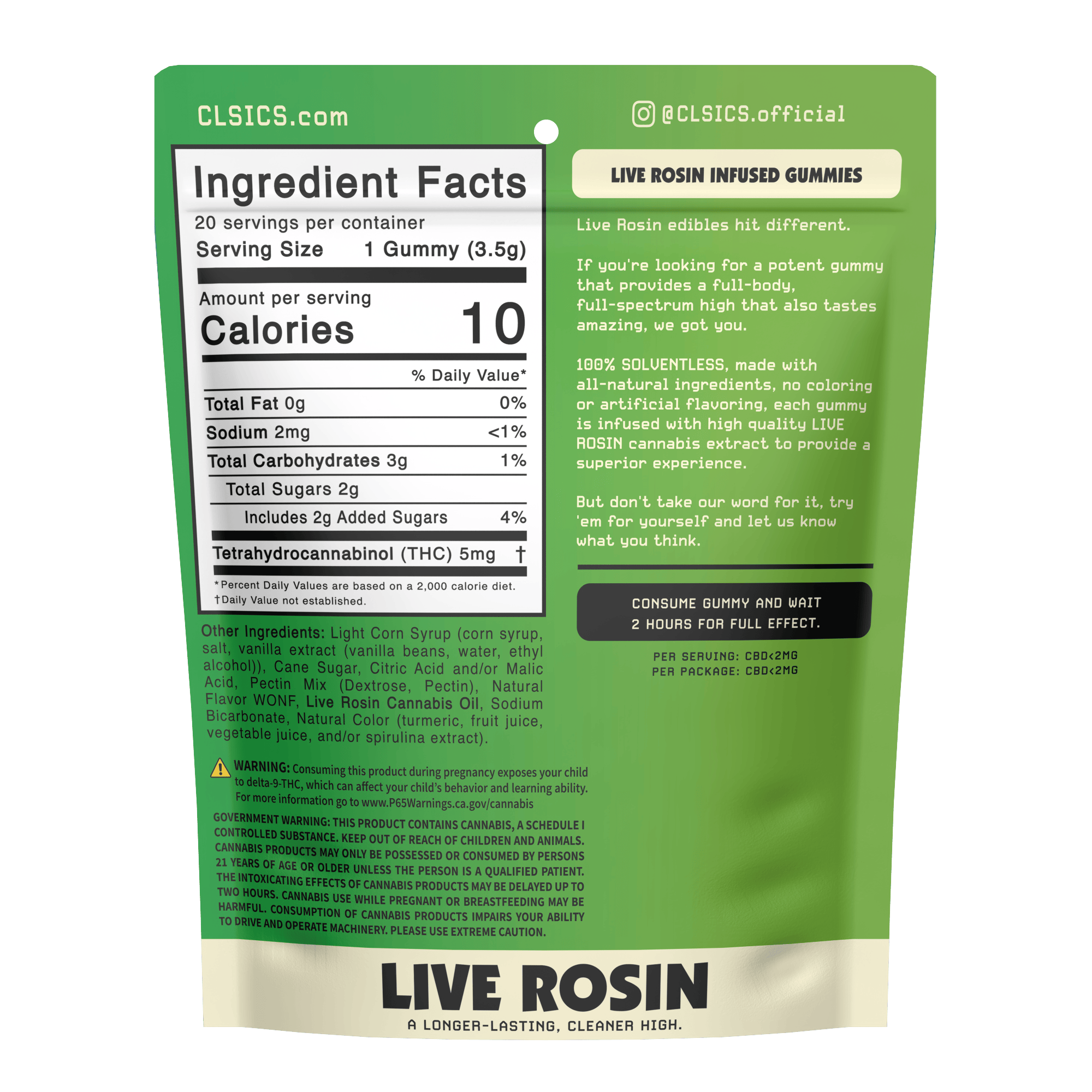 CLSICS Rosin & Rosin Infused Pre Rolls - CLSICS - Sour Sativa Live Rosin Infused Gummies - Party Pack - 20ct - 1
