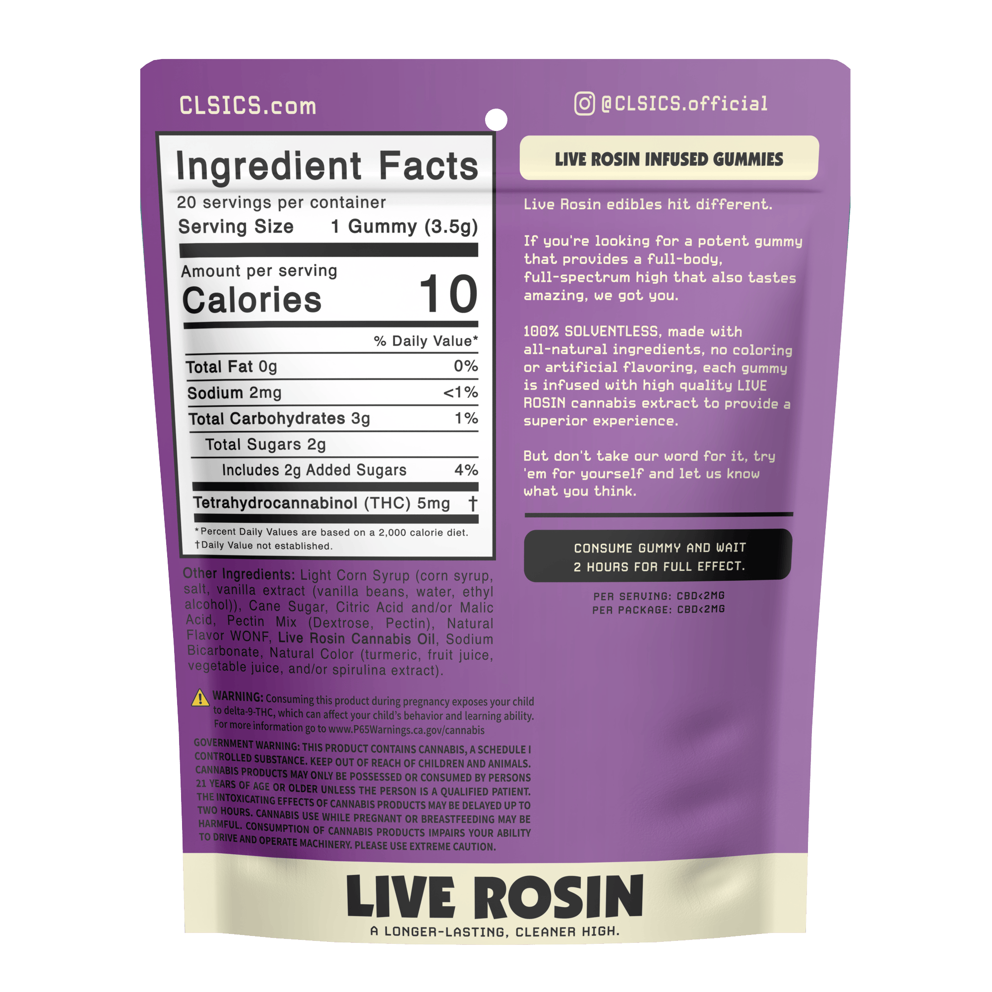 CLSICS Rosin & Rosin Infused Pre Rolls - CLSICS - Wild Berry Indica Live Rosin Infused Gummies - Party Pack - 20ct - 1