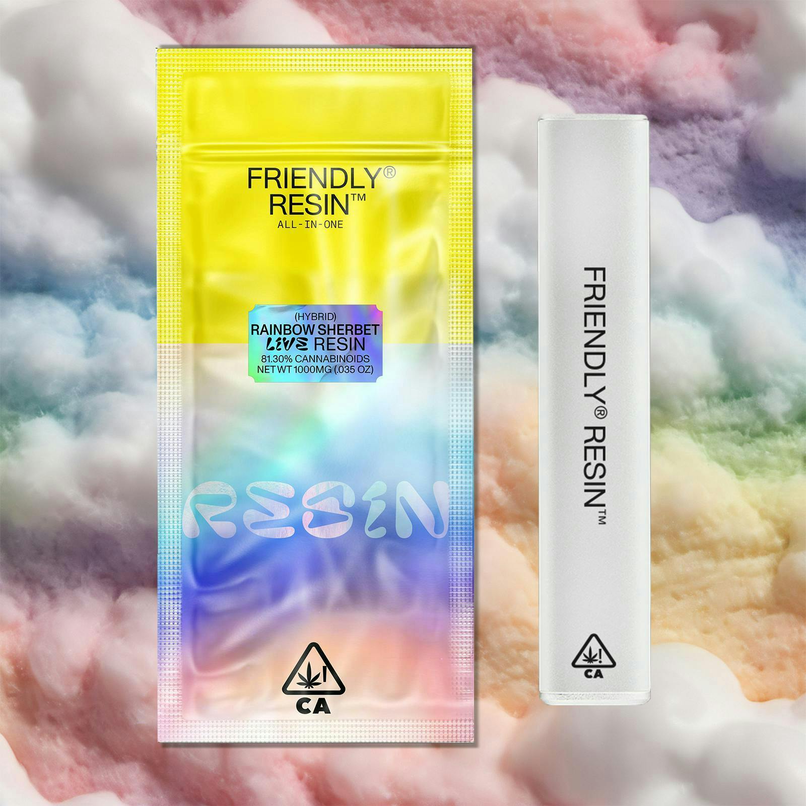 Friendly Brand - Friendly Brand | Rainbow Sherbet | Live Resin AIO | 1g - 1