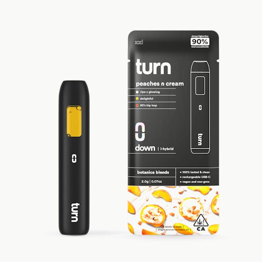 turn - 2.0g AIO | peaches n cream | botanica blends | down | - 1