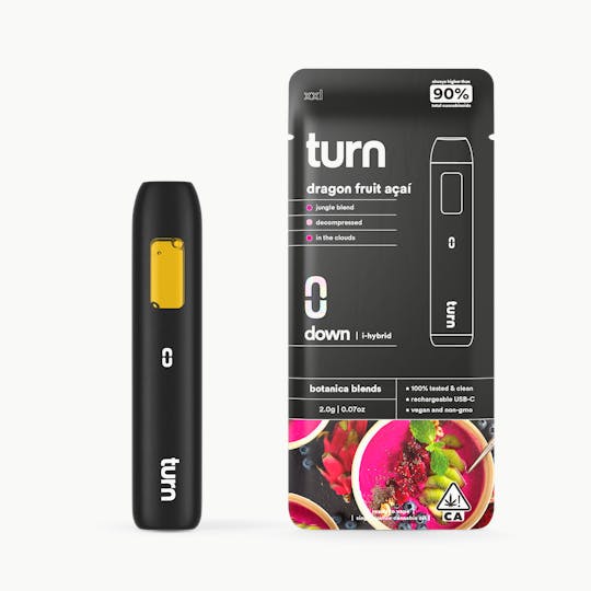 turn - 2.0g AIO | dragon fruit açaí | botanica blends | down | - 1