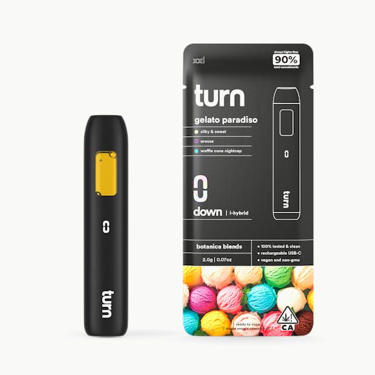 turn - 2.0g AIO | gelato paradiso | botanica blends | down | - 1