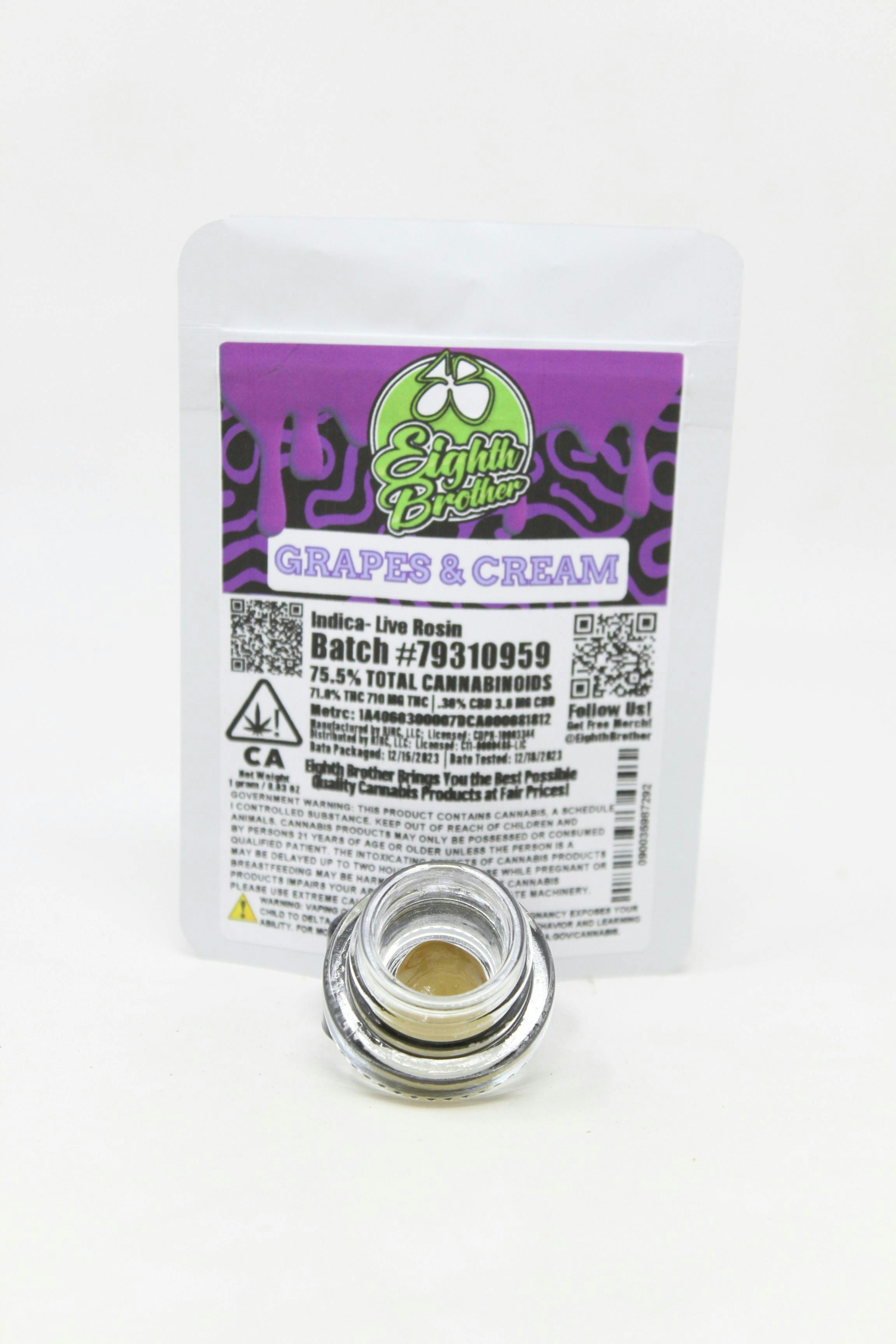 Eighth Brother - Eighth Brother | Grapes & Cream | Live Rosin | Fresh Press | 1g - 1
