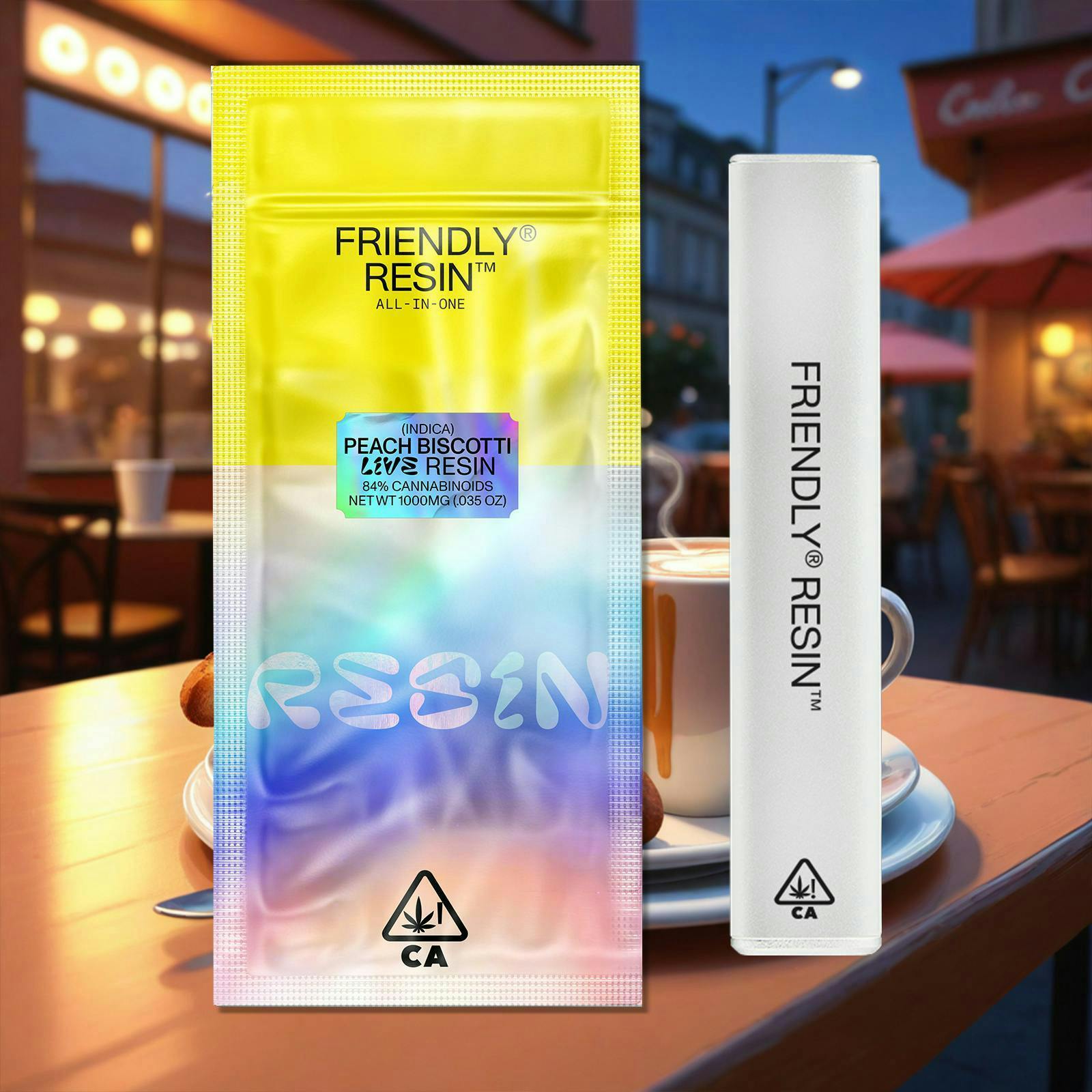 Friendly Brand - Friendly Brand | Peach Biscotti | Live Resin AIO | 1g - 1