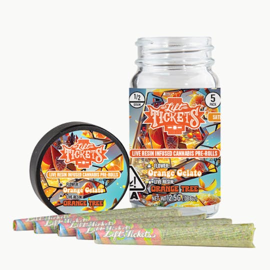 Lift Tickets - Orange Gelato x Orange Tree - 0.5g Infused Pre Roll Multipack (5) - 1