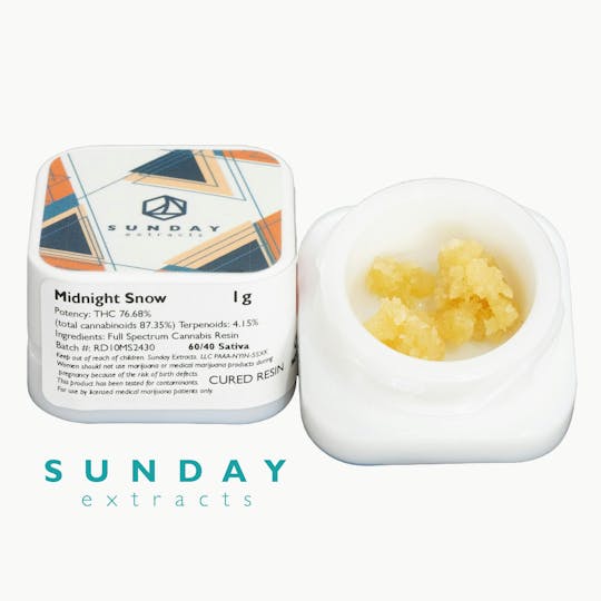 Sunday Extracts - 1g Concentrate Cured Resin - Midnight Snow - 1