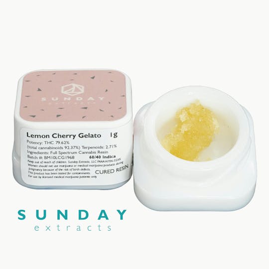 Sunday Extracts - 1g Concentrate Cured Resin - Lemon Cherry Gelato - 1