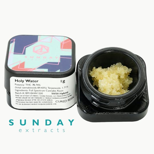 Sunday Extracts - 1g Concentrate Cured Resin - Holy Water - 1