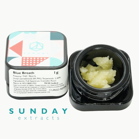 Sunday Extracts - 1g Concentrate Cured Resin - Blue Breath - 1