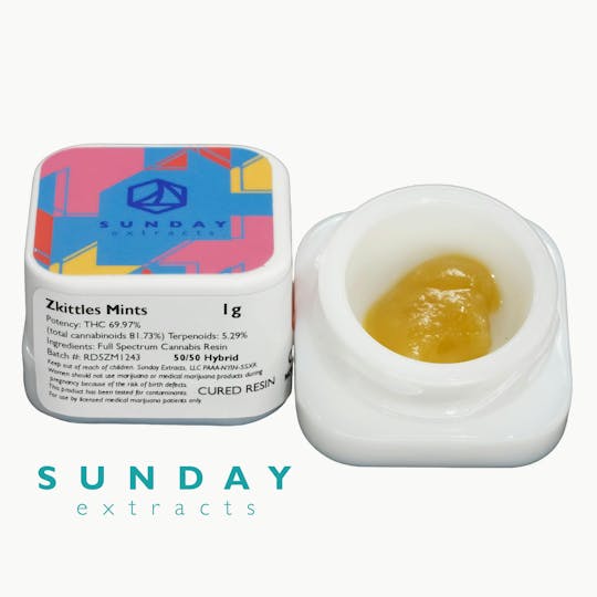 Sunday Extracts - 1g Concentrate Cured Resin - Zkittlez Mints - 1