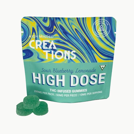 High Minded - Sour Blueberry Lemonade Gummies - High Dose 4 x 50mg - 1