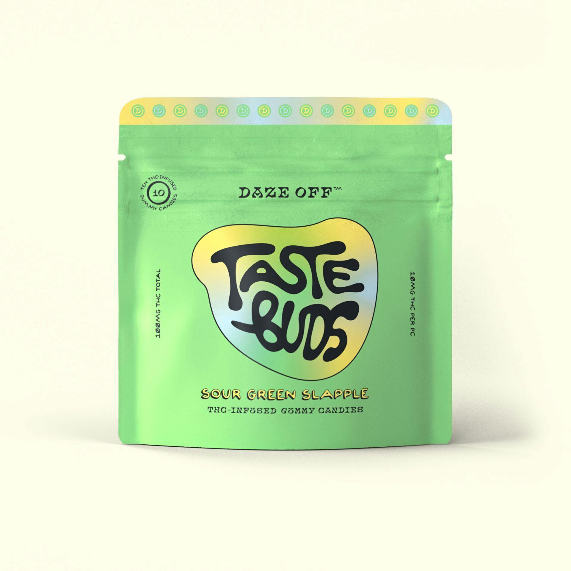 Daze Off - Taste Buds Sour Green Slapple THC Infused Gummies [10 x 10mg] - 1
