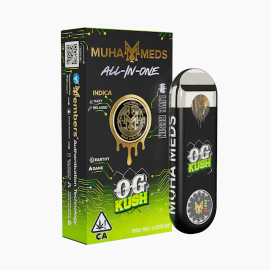 CA Muha Meds | OG Kush | Live Resin Disposable | 1g - Muha Meds CA Muha Meds | OG Kush | Live Resin Disposable | 1g - Muha Meds