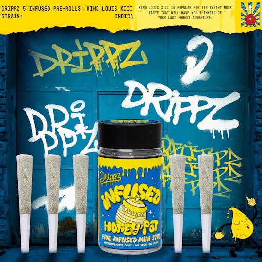 Drippz - Drippz Honey Pot - King Louis XIII - 3.25g Infused 5pk Pre-Rolls - 1