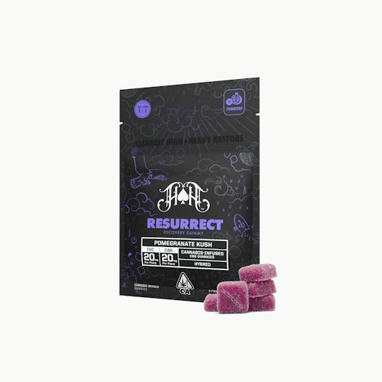 Heavy Hitters - Pomegranate Kush | Hybrid - Resurrect RCS CBG Recovery Gummy - 1