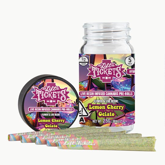 Lift Tickets - Lemon Cherry Gelato - 0.5g Infused Pre Roll Multipack (5) - 1