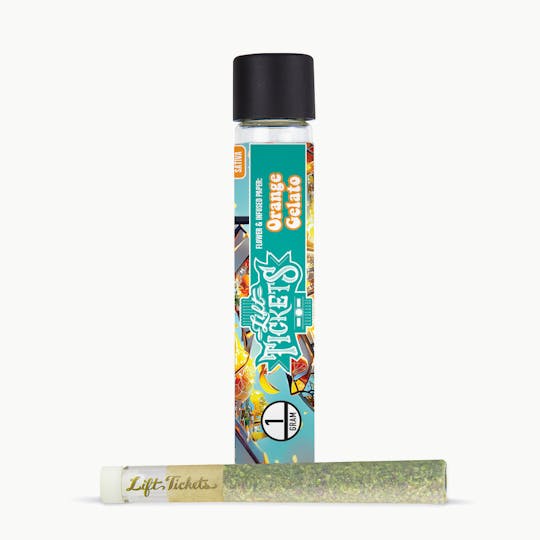 Lift Tickets - Infused Glass Tip Pre-Roll: Orange Gelato 1g Joint - 1