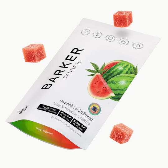 Barker Canna Co. - Juicy Watermelon Gummies 100mg 10pk - 1