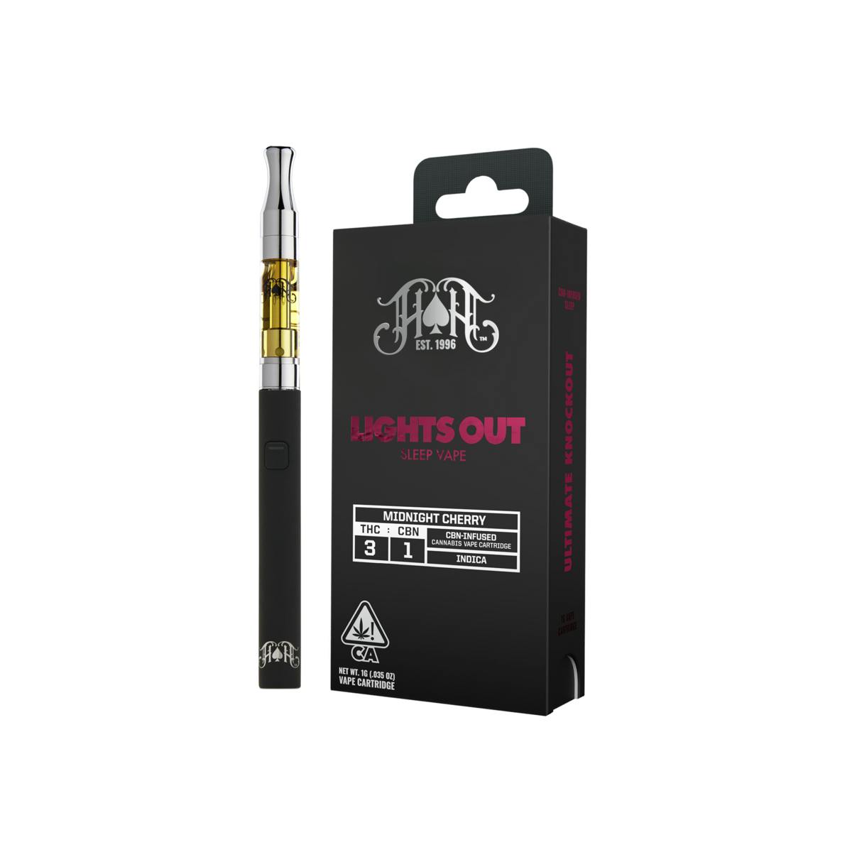 Heavy Hitters - Midnight Cherry | Indica - Lights Out CBN Sleep - 1G Vape Cartridge - 1