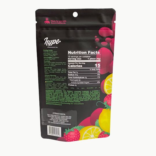 Hype Cannabis Co - Citrus Fiesta 2:1 Sensations - Gummies (10PK) 100MG THC/50MG THCV - 1