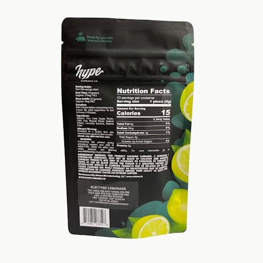 Hype Cannabis Co - Electric Lemonade 2:1 Sensations - Gummies (10PK) 100MG THC/50MG THCV - 1