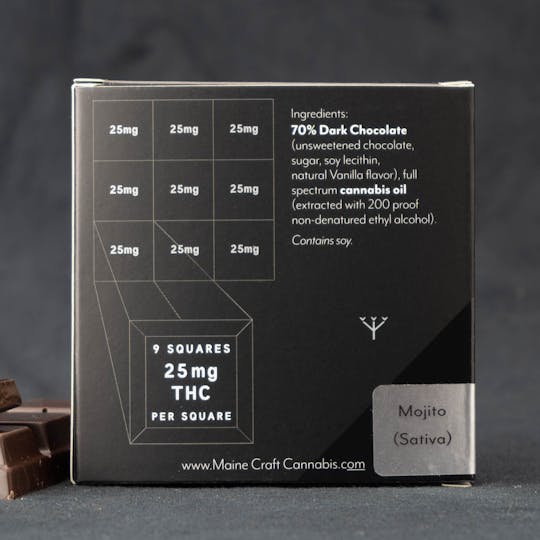 Maine Craft Cannabis - 225 mg RSO Dark Chocolate Bar - Hybrid - 1
