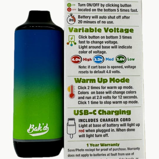 Bak'd - Bak'd Auto Draw Ripped Battery (Blue/Green) - 1