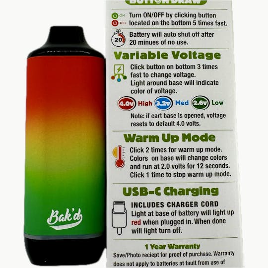 Bak'd - Bak'd Auto Draw Ripped Battery (Rasta) - 1