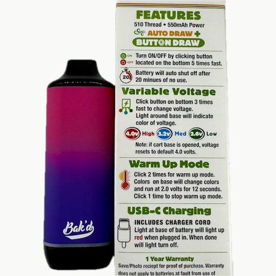 Bak'd - Bak'd Auto Draw Ripped Battery (Pink/Purple) - 1