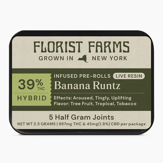 Florist Farms - Florist Farms | Banana Runtz | Live Resin Infused Minis | 0.5g each | 5pk - 1