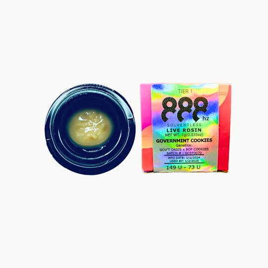 888hz - 888hz Govt Cookies Tier 1 Live Rosin Badder 1g - 1