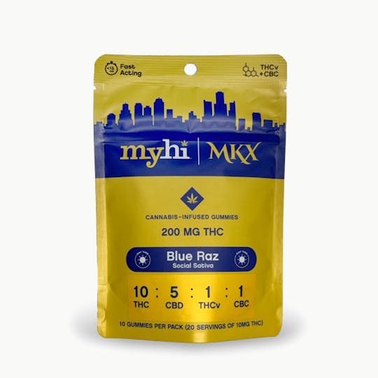 MKX Oil Co - MyHi Super Social Sativa Gummies 200mg - BLUE RAZZ - 1