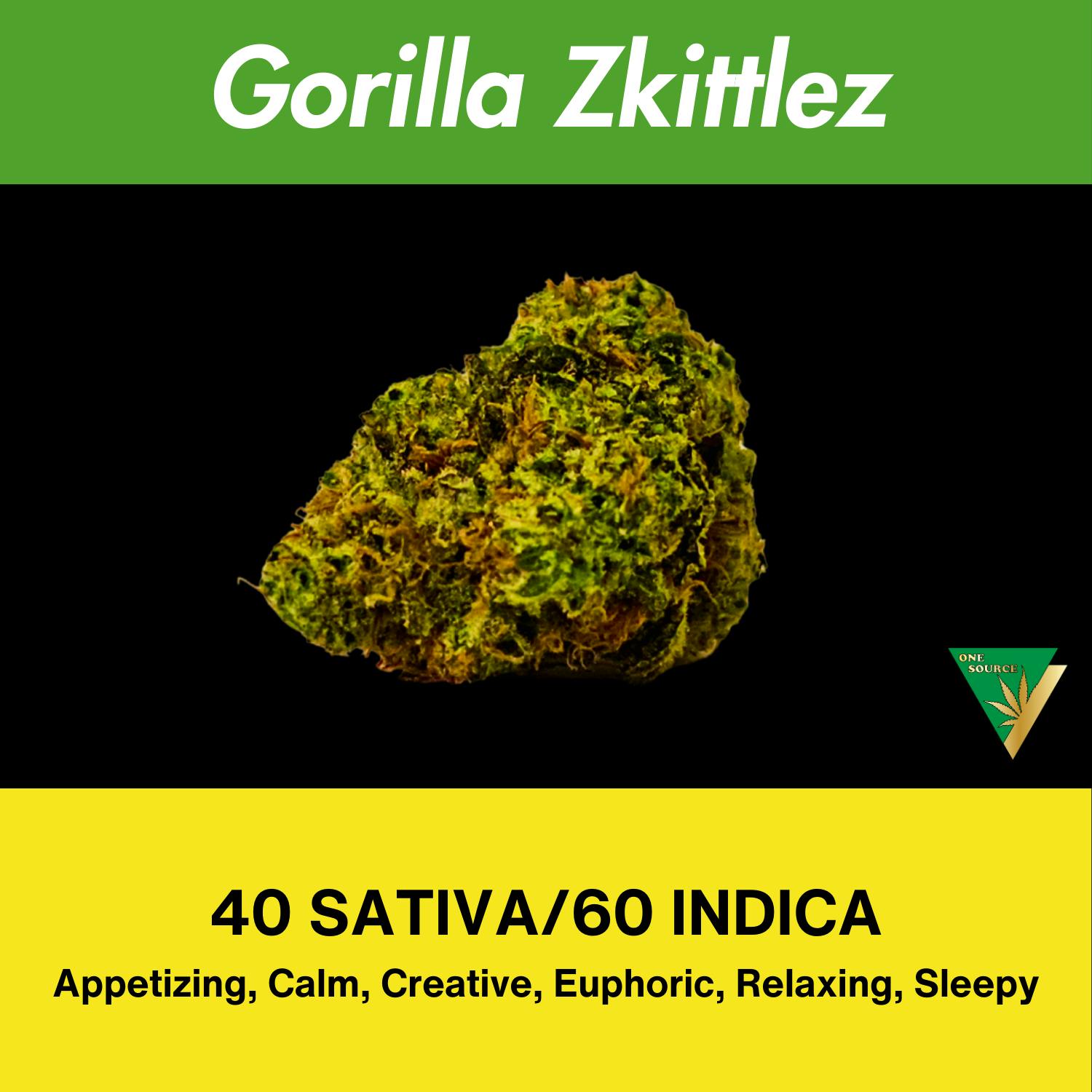 One Source Products - GORILLA ZKITTLEZ – 14 GRAM GRINDER READY BUDS PACKAGE - 1