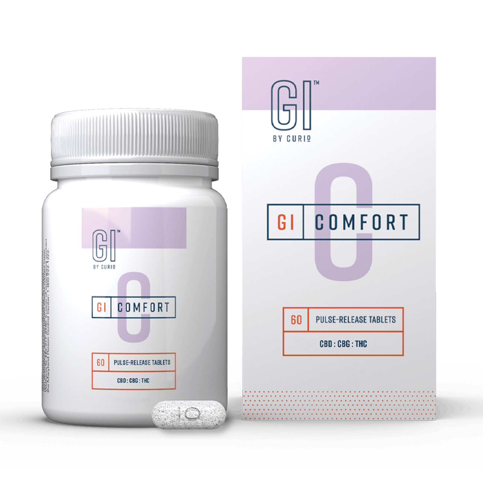 Curio Wellness - Missouri - GI | Comfort Tablets | 15:40:1 CBD:CBG:THC | 10mg | 60ct | 1g/ea - 1