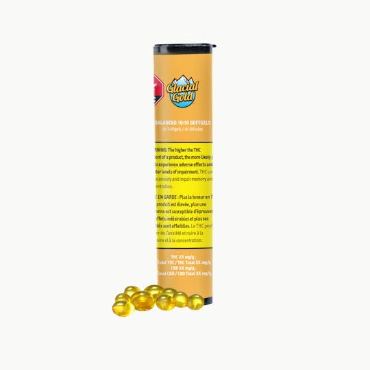 Glacial Gold - Balanced 10:10 Softgels | 10 Pack (100mg THC & 100mg CBD) - 1