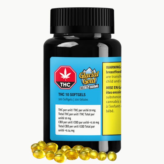 Glacial Gold - THC 10 Softgels | 100 Pack (1000mg THC) - 1